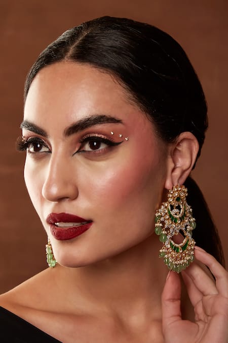 Ekathva Jaipur Saman Polki Embellished Earrings 