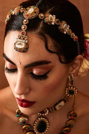 Ekathva Jaipur_Multi Color Leila Boutique Tortoise Embellished Mathapatti_Online_at_Aza_Fashions