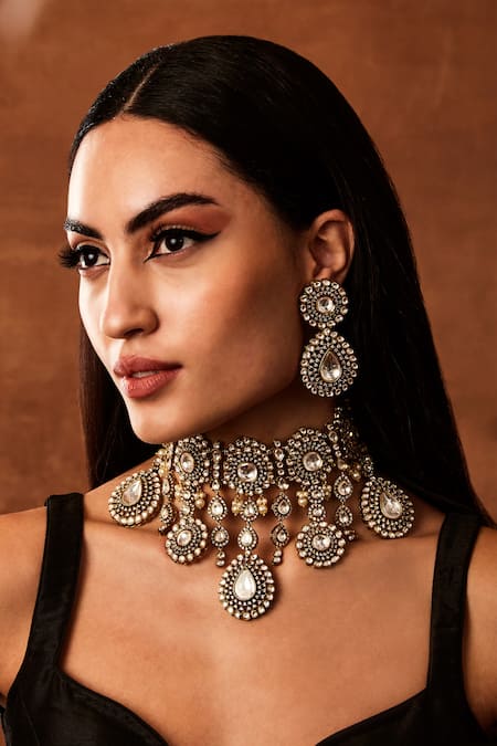 Ekathva Jaipur Nida Victorian Polki Embellished Choker Set 