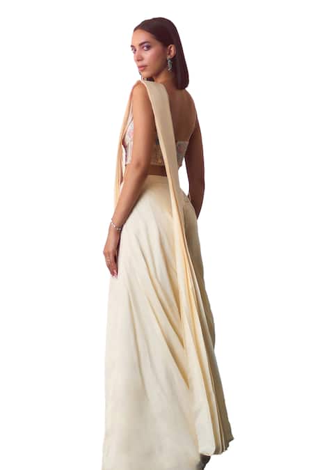 Buy_Angad Singh_Pink Silk Sequins, Beads Pre-draped Saree With Corset Embroidered Blouse 