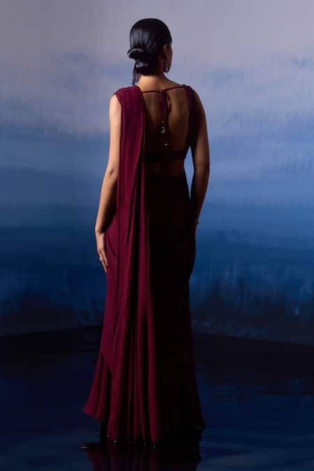 Angad Singh Pre-Draped Saree With Embroidered Blouse 