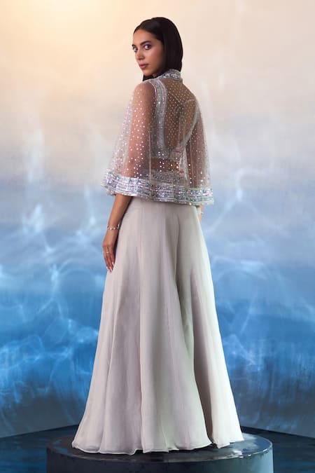 Angad Singh Floral Embroidered Cape Sharara Set 