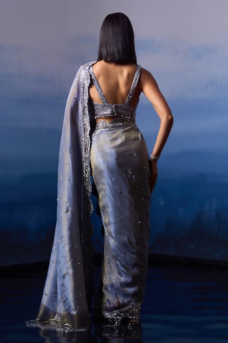 Angad Singh Cutwork Embroidered Saree With Blouse 