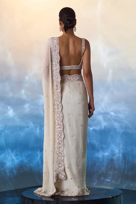 Angad Singh Celeste Bloom Embroidered Saree Set 