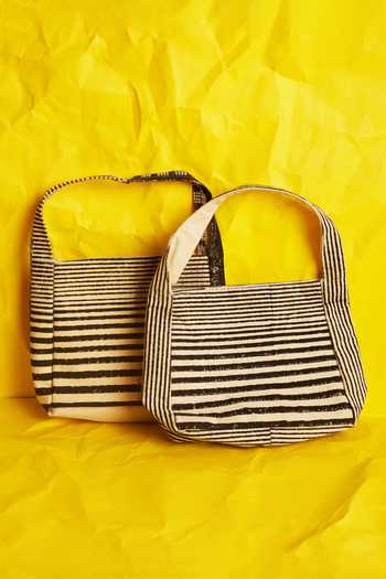 Shop_Banana Labs_Black Striped Lola Rhythm Mini Bag_Online_at_Aza_Fashions