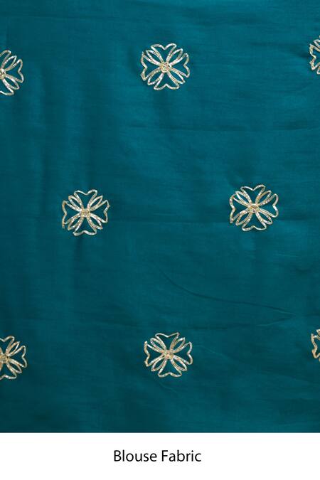 Samyukta Singhania_Blue Linen, Silk Embroidery Tassel Bordered Saree With Running Blouse_at_Aza_Fashions