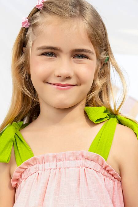 JILMIL DREAMWEAR_Pink Cotton Contrast Ruffled Dress _Online_at_Aza_Fashions