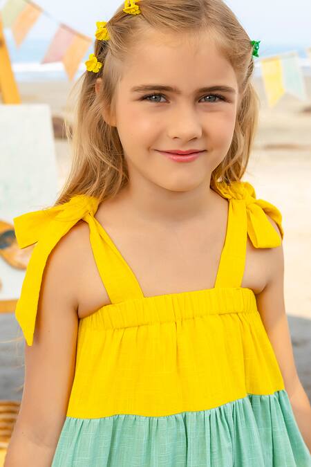 Buy JILMIL DREAMWEAR Blue Cotton Color Block Flared Dress Online at Aza Fashions Buy_JILMIL DREAMWEAR_Blue Cotton Color Block Flared Dress _Online_at_Aza_Fashions