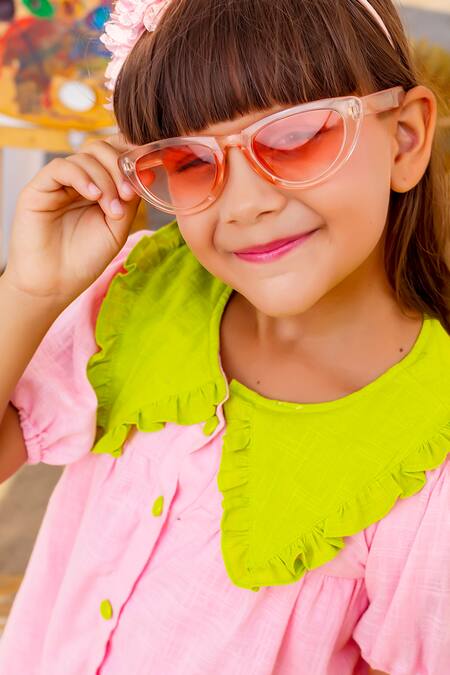 Shop JILMIL DREAMWEAR Pink Cotton Peter Pan Frill Collared Shirt Dress Online at Aza Fashions Shop_JILMIL DREAMWEAR_Pink Cotton Peter Pan Frill Collared Shirt Dress _Online_at_Aza_Fashions