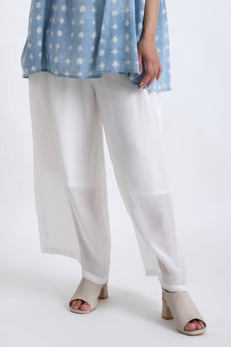 JAYATI GOENKA Blue Cotton Sleeveless Yoke Print Top With Pant Online at Aza Fashions JAYATI GOENKA_Blue Cotton Sleeveless Yoke Print Top With Pant _Online_at_Aza_Fashions