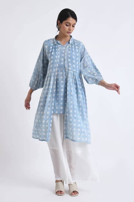 Jayati Goenka Block Print Flared Long Robe & Pant Set 