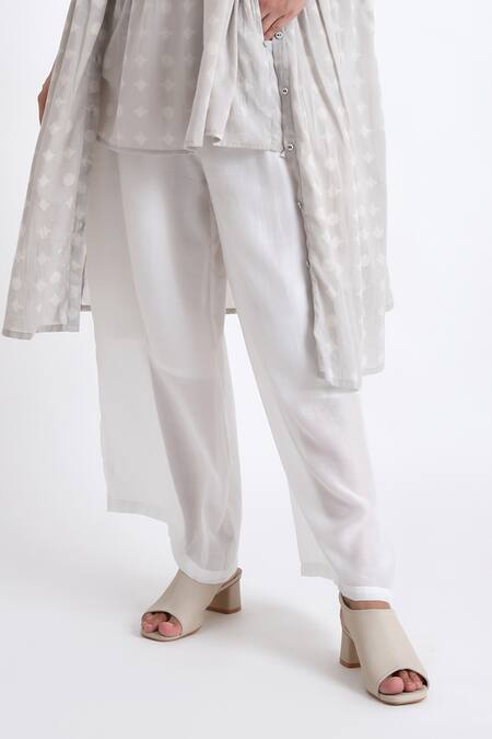 Buy JAYATI GOENKA Grey Cotton Embroidery Block Print Flared Long Robe And Sleeveless Top Set Online at Aza Fashions Buy_JAYATI GOENKA_Grey Cotton Embroidery Block Print Flared Long Robe And Sleeveless Top Set _Online_at_Aza_Fashions