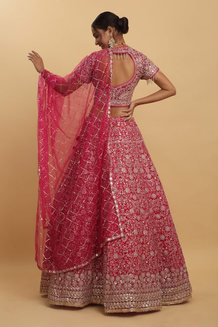 Aham-Vayam Gulzaar Zari Embroidered Floral Lehenga Set 