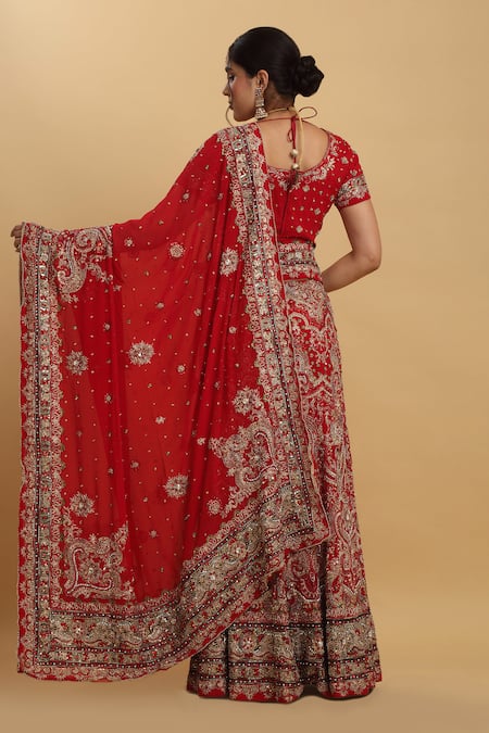 Aham-Vayam Matsya Crystal Stone Embellished Bridal Lehenga Set 