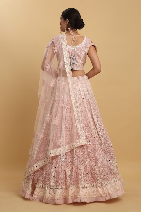 Aham-Vayam Kalpana Floral Mirror Embellished Lehenga Set 