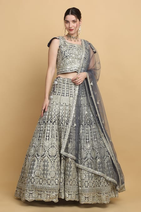 Aham-Vayam Rajwada Floral Zari Embroidered Lehenga Set 