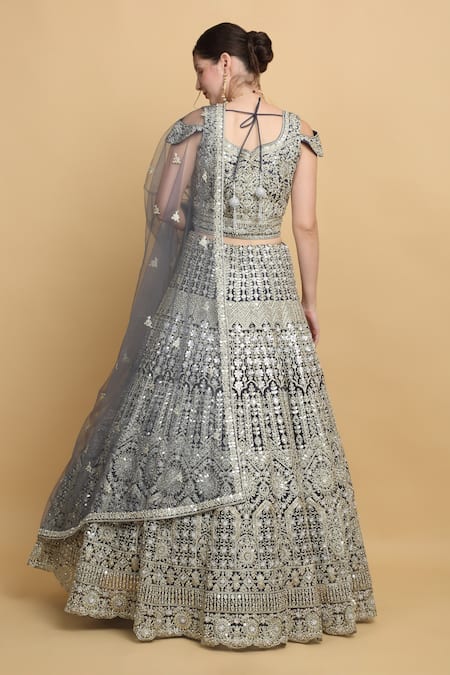 Aham-Vayam Rajwada Floral Zari Embroidered Lehenga Set 