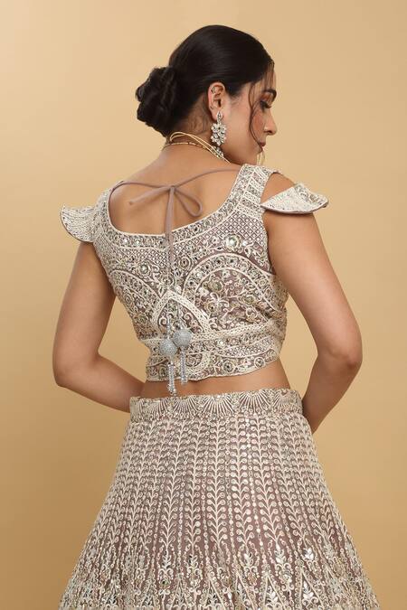 Aham-Vayam_Purple Cotton, Organza, Satin, Net Sequins, Aarna Embroidered Lehenga Set _Online_at_Aza_Fashions