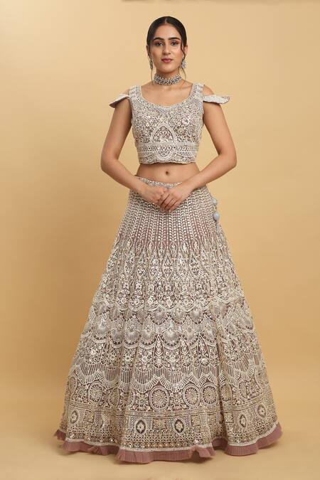 Buy_Aham-Vayam_Purple Cotton, Organza, Satin, Net Sequins, Aarna Embroidered Lehenga Set _Online_at_Aza_Fashions