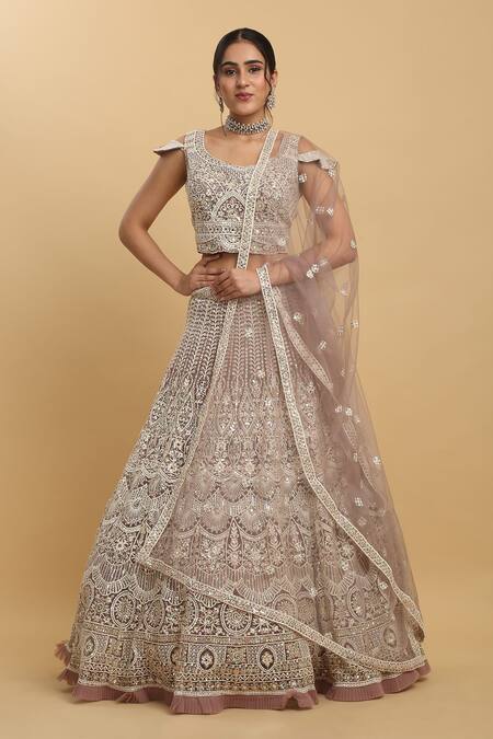 Aham-Vayam_Purple Cotton, Organza, Satin, Net Sequins, Aarna Embroidered Lehenga Set _at_Aza_Fashions