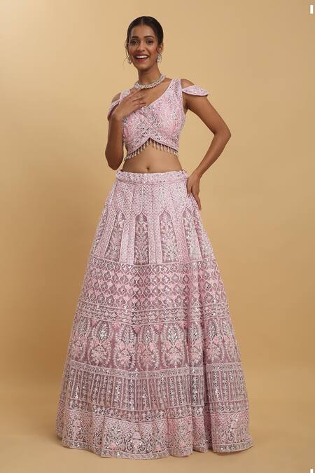 Buy Aham-Vayam Pink Cotton, Organza, Net, Satin, Georgette Sequins, Mihika Lehenga Set Online at Aza Fashions Buy_Aham-Vayam_Pink Cotton, Organza, Net, Satin, Georgette Sequins, Mihika Lehenga Set_Online_at_Aza_Fashions