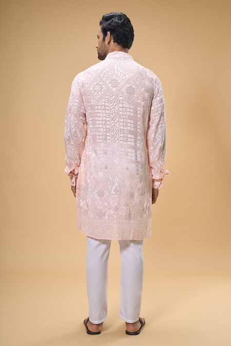 Spring Break Mosaic Bloom Lucknowi Embroidered Kurta With Pant 