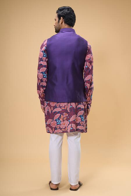 Spring Break Gul Print Kurta & Cotton Silk Bundi Set 