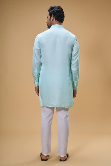 Spring Break Green Silk, Cotton Sequins Flora Quad Embroidered Bundi Set Online at Aza Fashions Spring Break_Green Silk, Cotton Sequins Flora Quad Embroidered Bundi Set _Online_at_Aza_Fashions