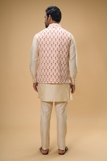 Spring Break Floral Print Bundi & Kurta Set 