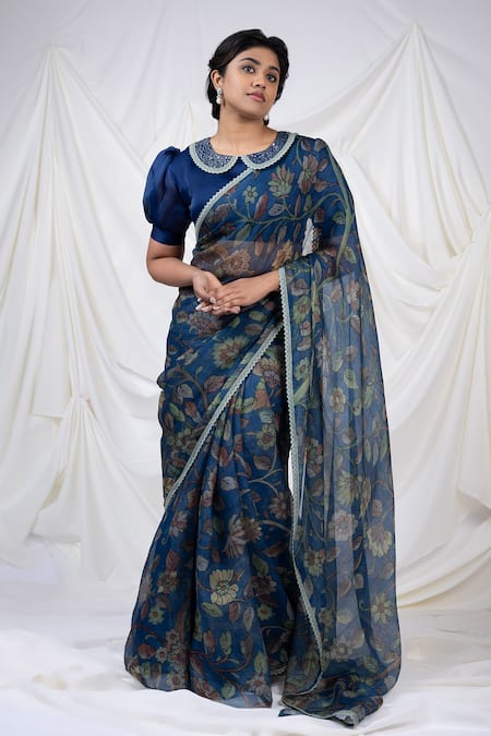 AAMRA BY LAVANYA Kalamkari Hand Painted Saree With Unstitched Blouse Piece 