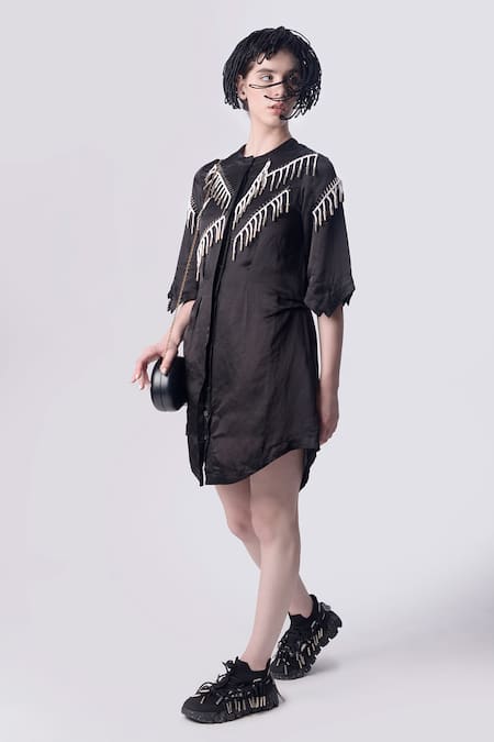 Nitin Bal Chauhan Cord Tassel Embellished Shirt Dress 