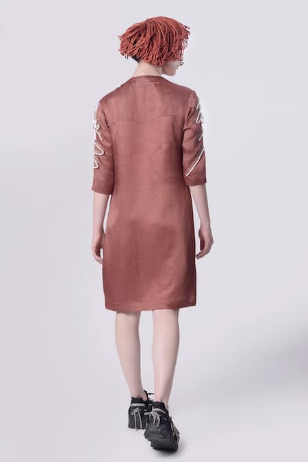 Nitin Bal Chauhan 3D Scribble Pattern Embellished Shirt Dress 