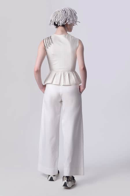 Nitin Bal Chauhan 3D Hand Embroidered Peplum Top With Pant 