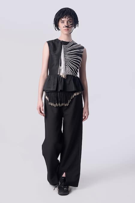 Nitin Bal Chauhan Edge 3D Cord Hand Embroidered Peplum Top 