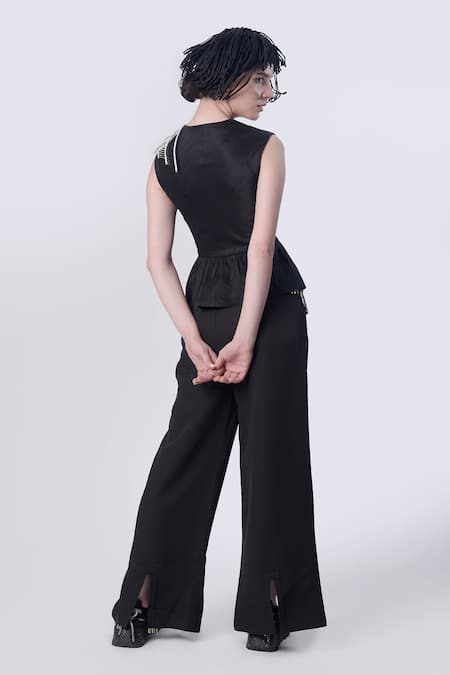 Nitin Bal Chauhan 3D Cord Hand Embroidered Peplum Top 