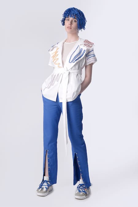 Nitin Bal Chauhan Edge 3D Hand Embroidered Tie-up Shirt With Pant 