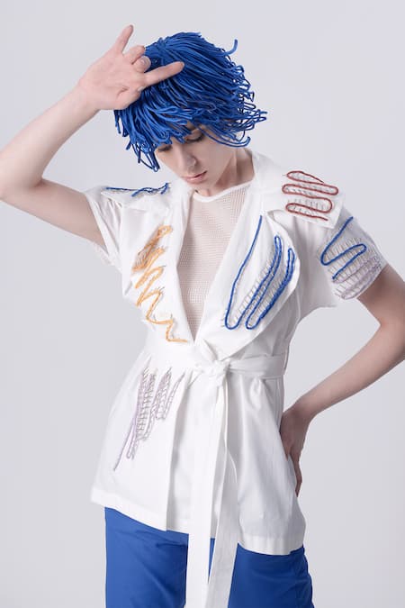 Nitin Bal Chauhan 3D Hand Embroidered Tie-up Shirt With Pant 