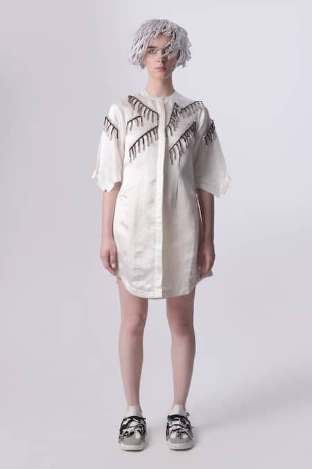 Nitin Bal Chauhan Edge 3D Placed Hand Embroidered Shirt Dress 