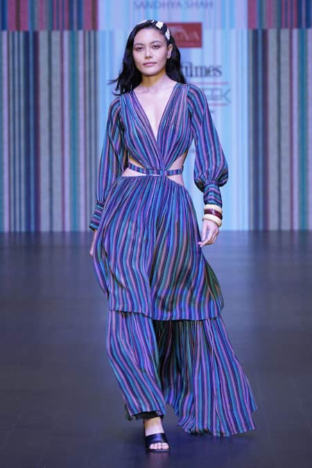 Sandhya Shah Athena Striped Cut-Out Dress 