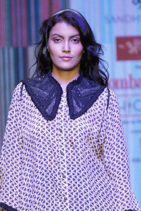 Sandhya Shah Beige Crepe, Linen Beads, Pom-poms Collared Cleora Wave Print Shirt With Shorts Online at Aza Fashions Sandhya Shah_Beige Crepe, Linen Beads, Pom-poms Collared Cleora Wave Print Shirt With Shorts _Online_at_Aza_Fashions