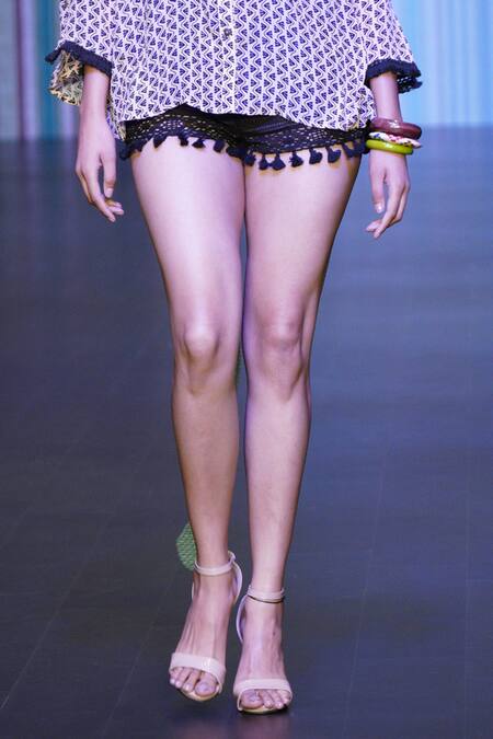 Buy Sandhya Shah Beige Crepe, Linen Beads, Pom-poms Collared Cleora Wave Print Shirt With Shorts Online at Aza Fashions Buy_Sandhya Shah_Beige Crepe, Linen Beads, Pom-poms Collared Cleora Wave Print Shirt With Shorts _Online_at_Aza_Fashions