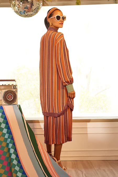 Shop Sandhya Shah Red Crepe Embroidery, Beads, Cut Work Maria Geometric Print Shirt And Pant Set at Aza Fashions Shop_Sandhya Shah_Red Crepe Embroidery, Beads, Cut Work Maria Geometric Print Shirt And Pant Set _at_Aza_Fashions