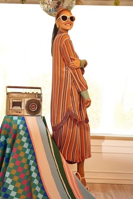 Buy Sandhya Shah Red Crepe Embroidery, Beads, Cut Work Maria Geometric Print Shirt And Pant Set Online at Aza Fashions Buy_Sandhya Shah_Red Crepe Embroidery, Beads, Cut Work Maria Geometric Print Shirt And Pant Set _Online_at_Aza_Fashions