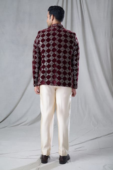 Arihant Rai Sinha Velvet Sequin Work Bandhgala & Pant Set 