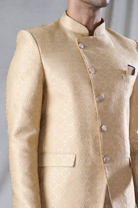 Buy Arihant Rai Sinha Gold Jacquard, Terrycloth Embroidery Floral Butti Jodhpuri And Trouser Set Online at Aza Fashions Buy_Arihant Rai Sinha_Gold Jacquard, Terrycloth Embroidery Floral Butti Jodhpuri And Trouser Set_Online_at_Aza_Fashions