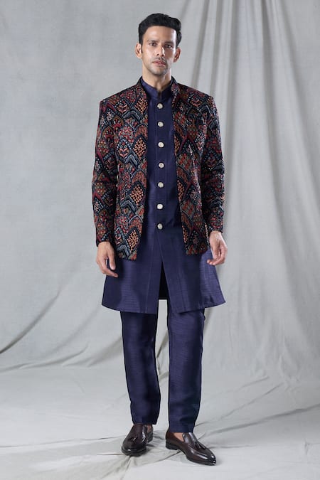 Arihant Rai Sinha Flower Scallop Embroidered Jacket & Kurta Set 