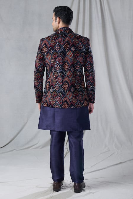Arihant Rai Sinha Flower Scallop Embroidered Jacket & Kurta Set 