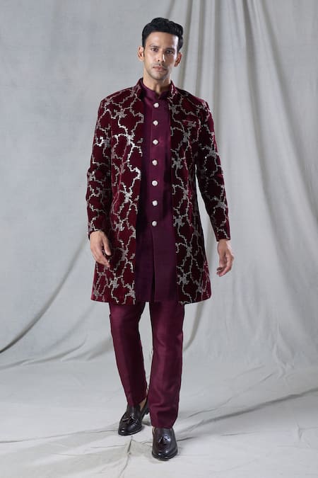 Arihant Rai Sinha Abstract Embroidered Long Jacket & Kurta Set 