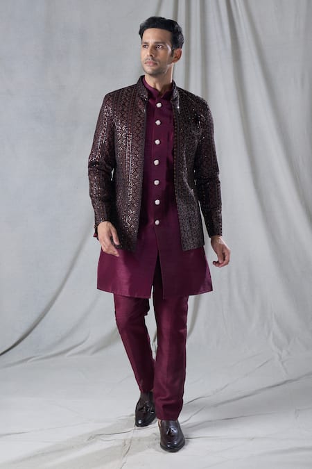 Arihant Rai Sinha Geometric Sequin Embroidered Jacket & Kurta Set 