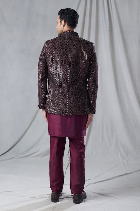 Arihant Rai Sinha Geometric Sequin Embroidered Jacket & Kurta Set 